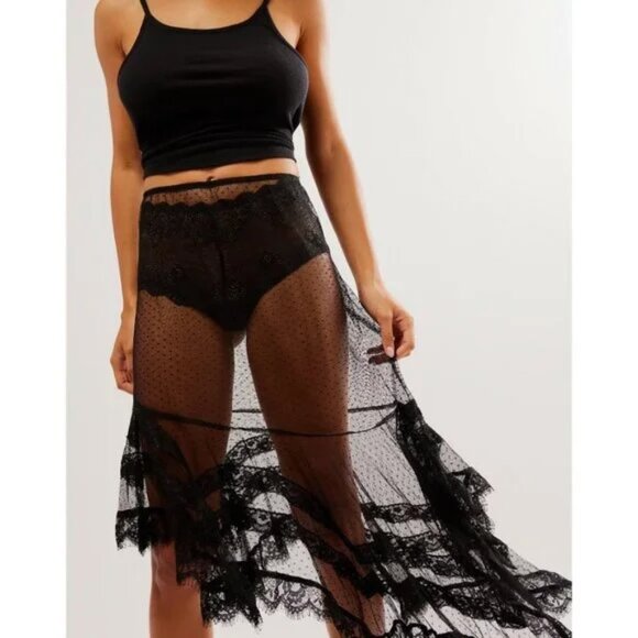 🆕 FREE PEOPLE NWT Afternoon Half Slip / Black - XS - Picture 2 of 5
